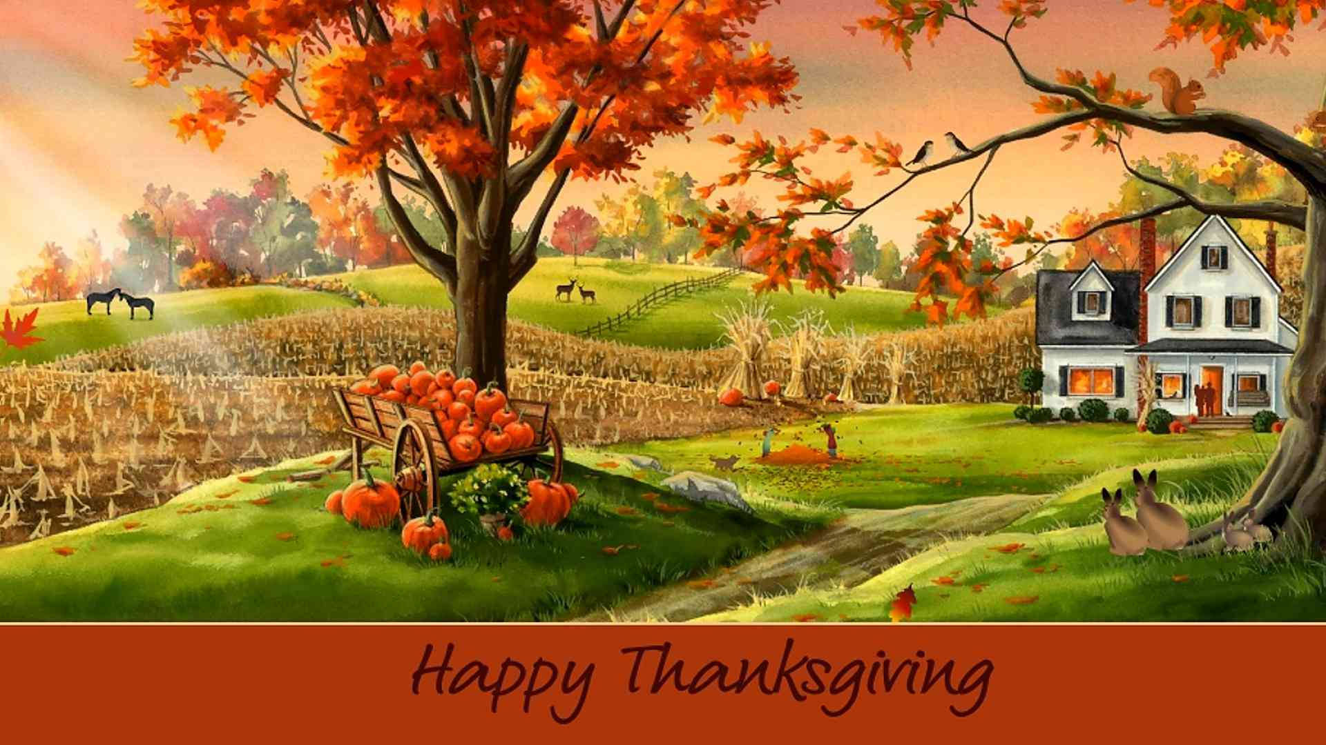 Thanksgiving Day, farm, pumpkin cart, Full HD Desktop Wallpaper