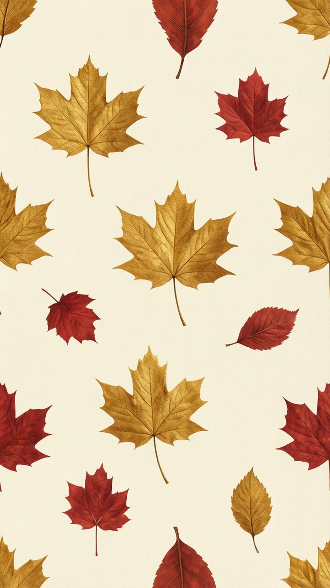 minimalist leaf pattern, fall maple leaves, rich red, Full HD Phone Wallpaper