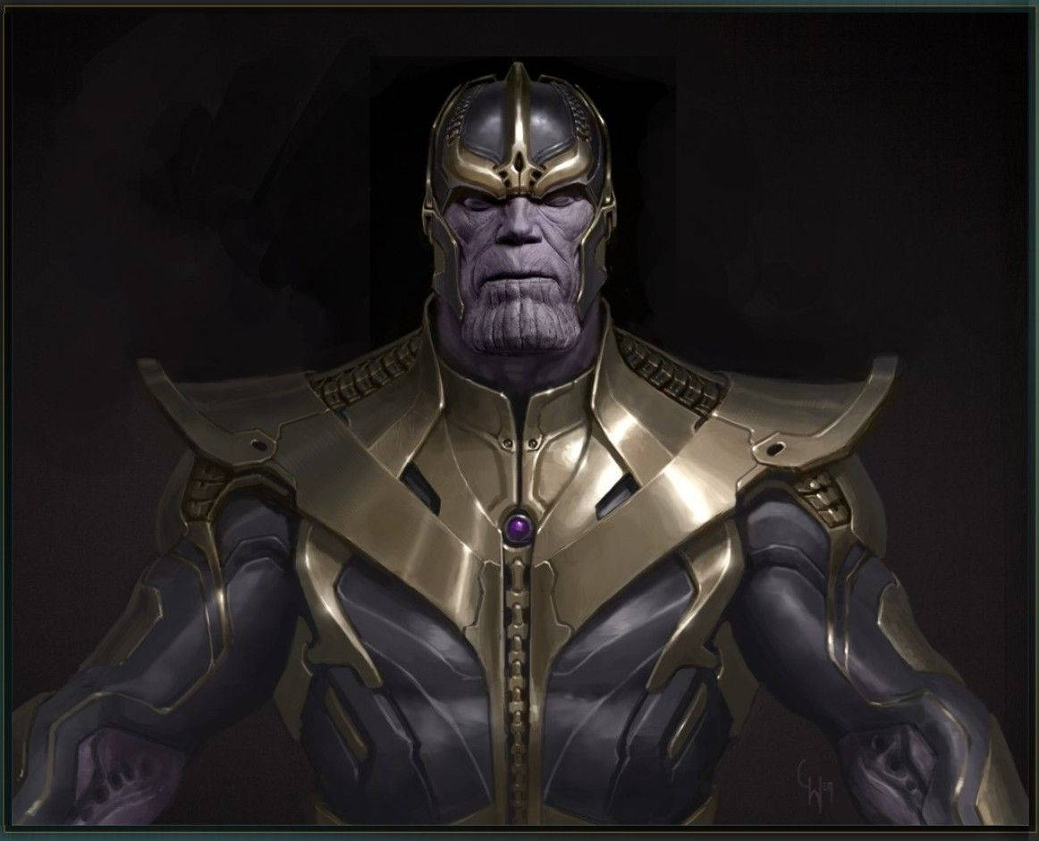 Thanos, purple-skinned, gold and dark armor, SD Desktop Wallpaper