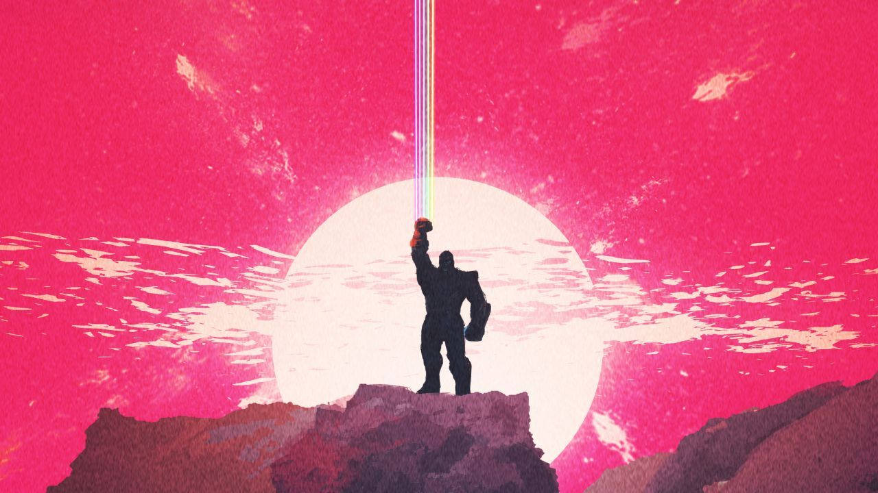 pink Thanos, vibrant pink sky, prism, HD Desktop Wallpaper