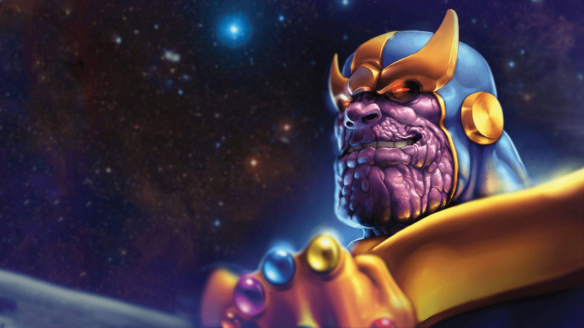 Thanos, purple-skinned, golden armor, Full HD Desktop Wallpaper