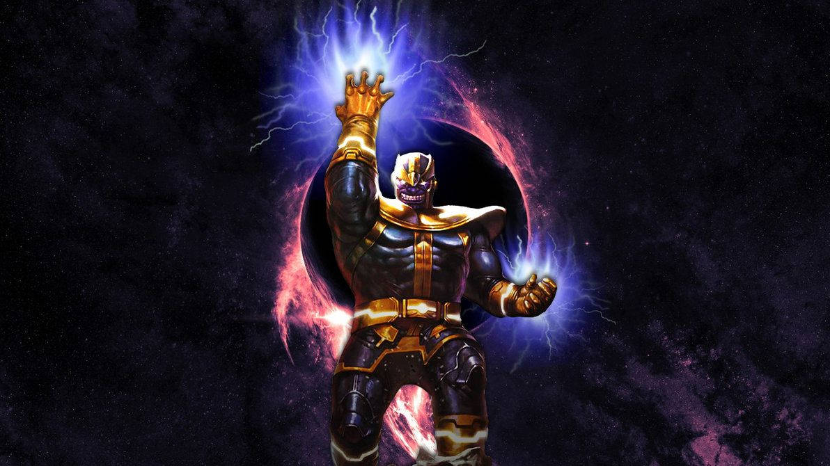 Thanos, cosmic energy, glowing purple lightning, SD Desktop Wallpaper