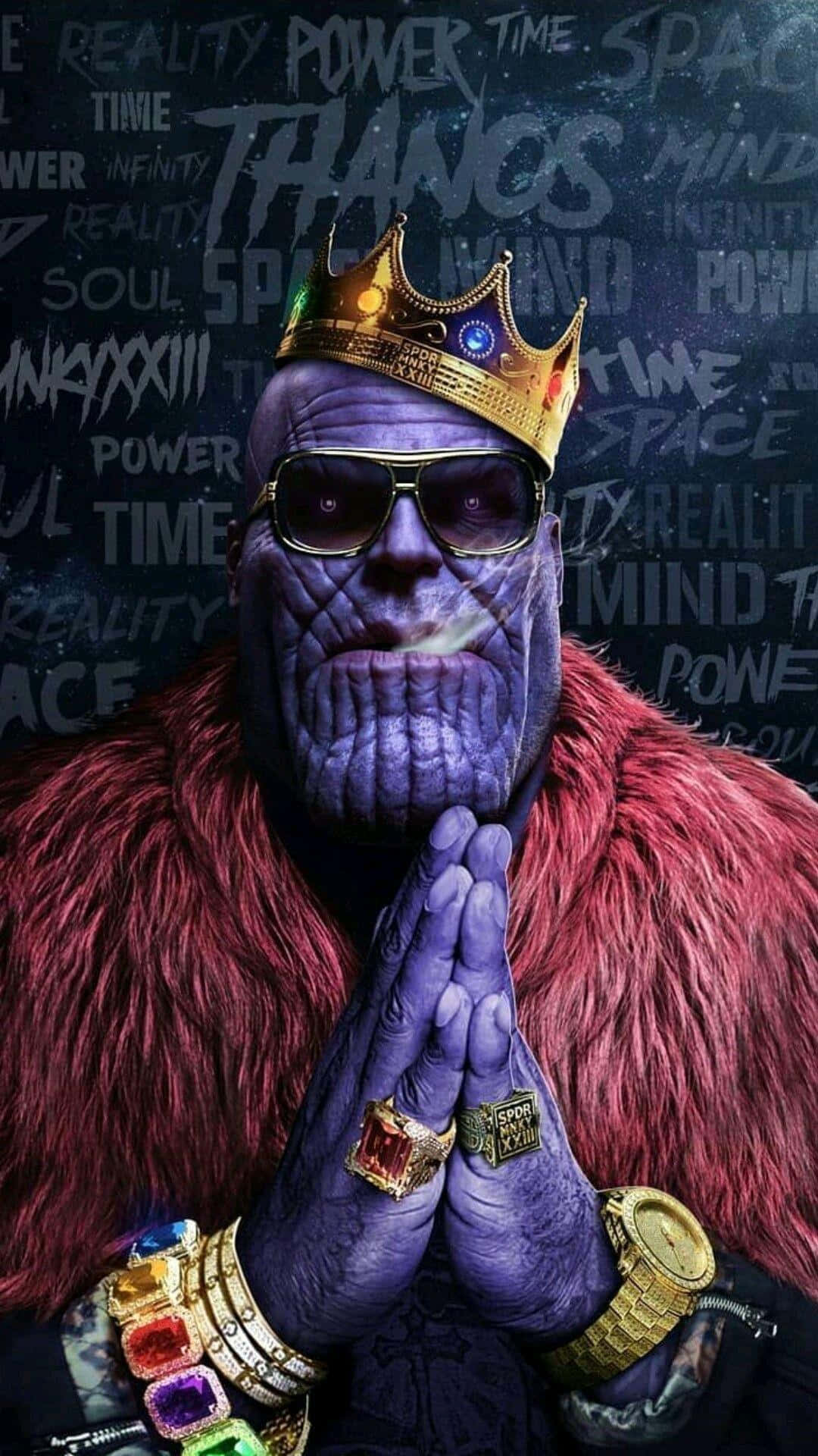Thanos, gold crown, sunglasses, Full HD Phone Wallpaper