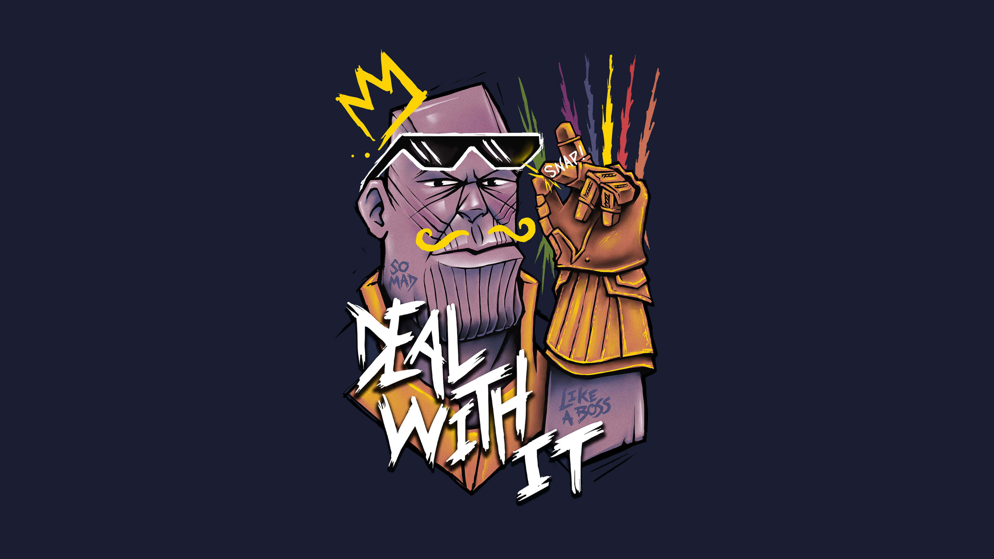 Thanos, 4K Digital, crown sunglasses, 4K Desktop Wallpaper