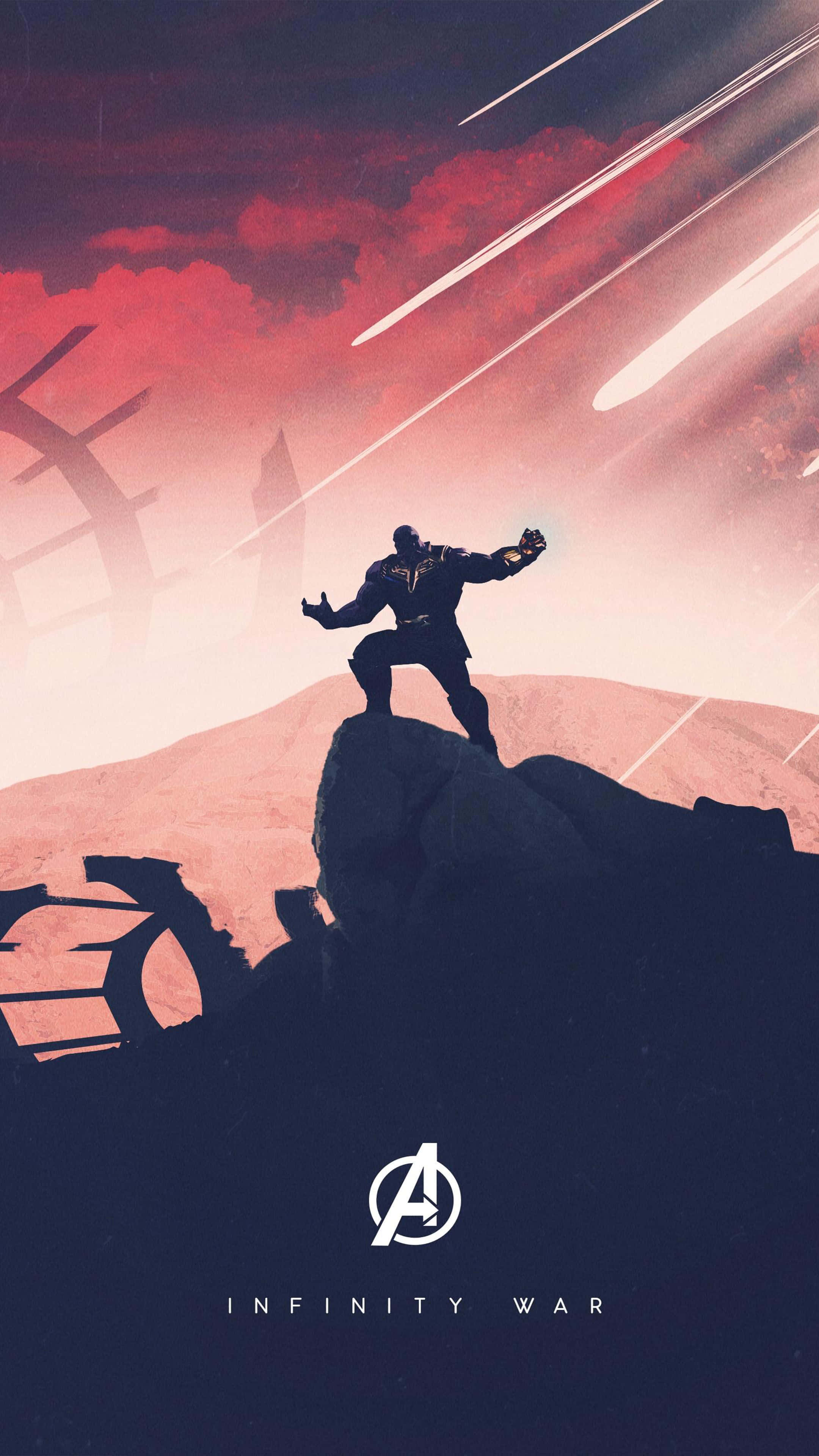 Thanos, rocky peak, fiery red and orange sky, 4K Phone Wallpaper