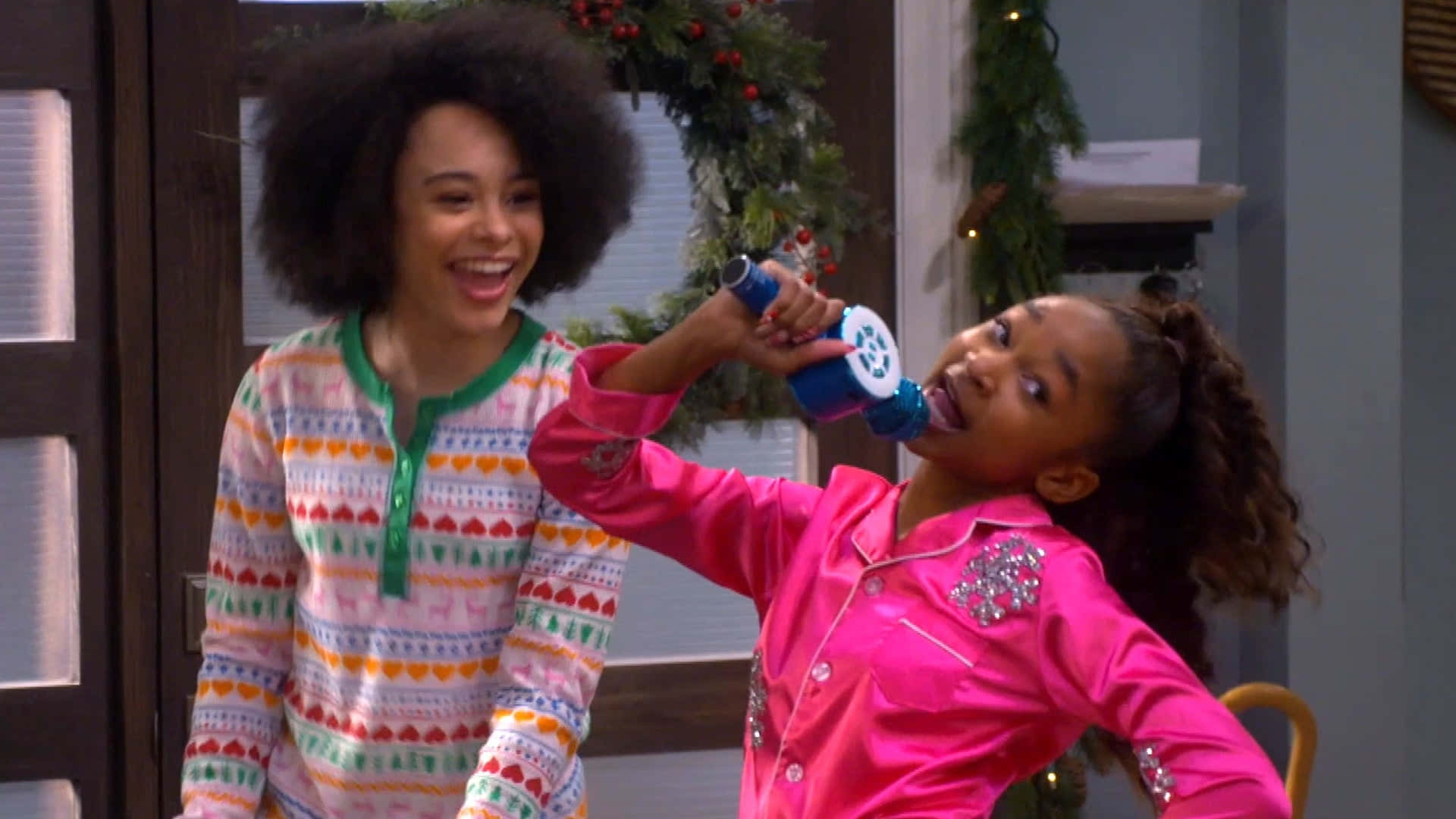 That Girl Lay Lay, festive pajamas, blue toy water gun, Full HD Desktop Wallpaper
