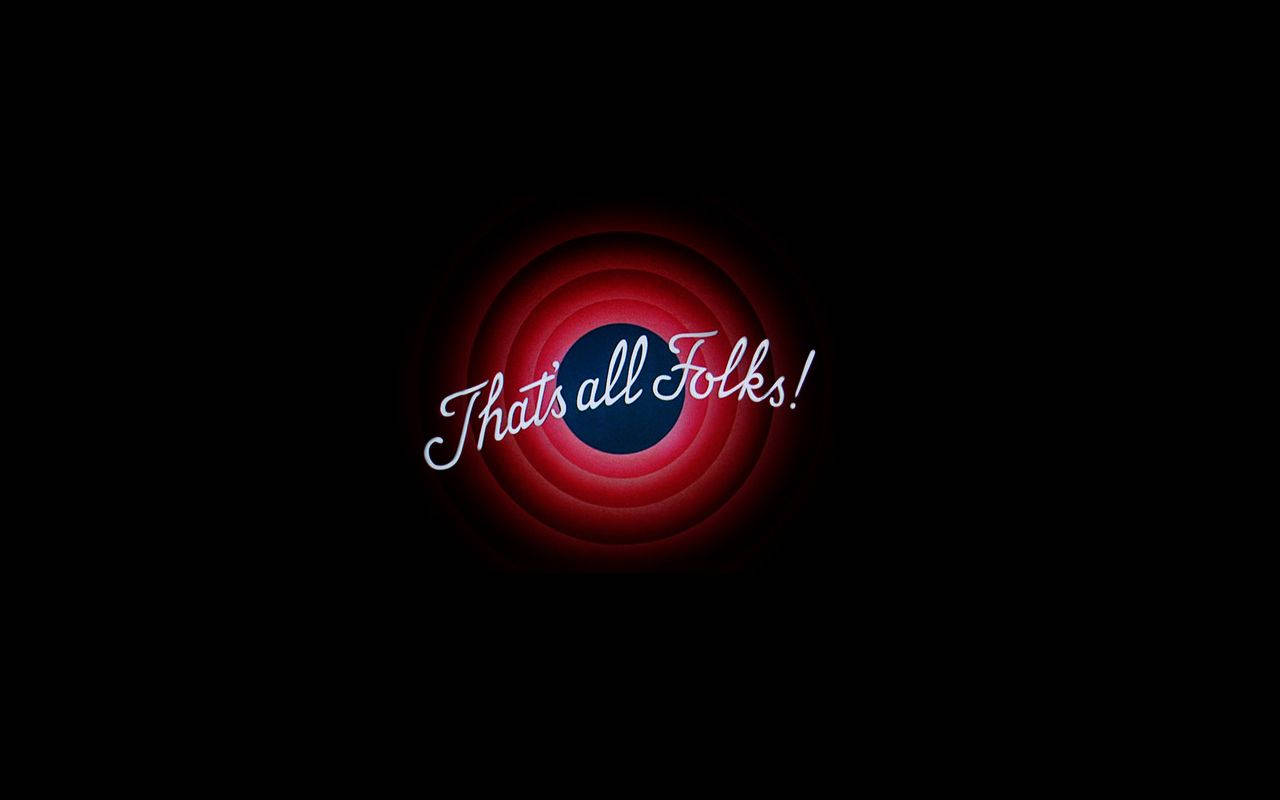 That's All Folks, red concentric rings, white cursive text, HD Desktop Wallpaper