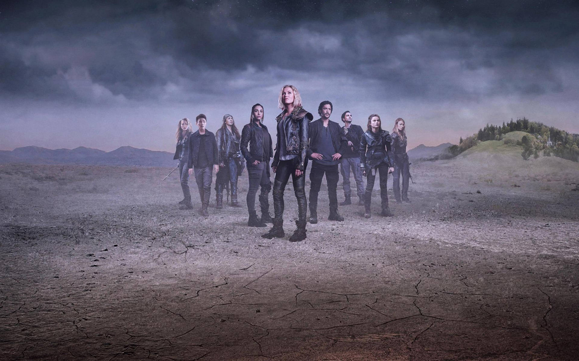 The 100, dark leather outfits, cracked desert plain, Full HD Desktop Wallpaper