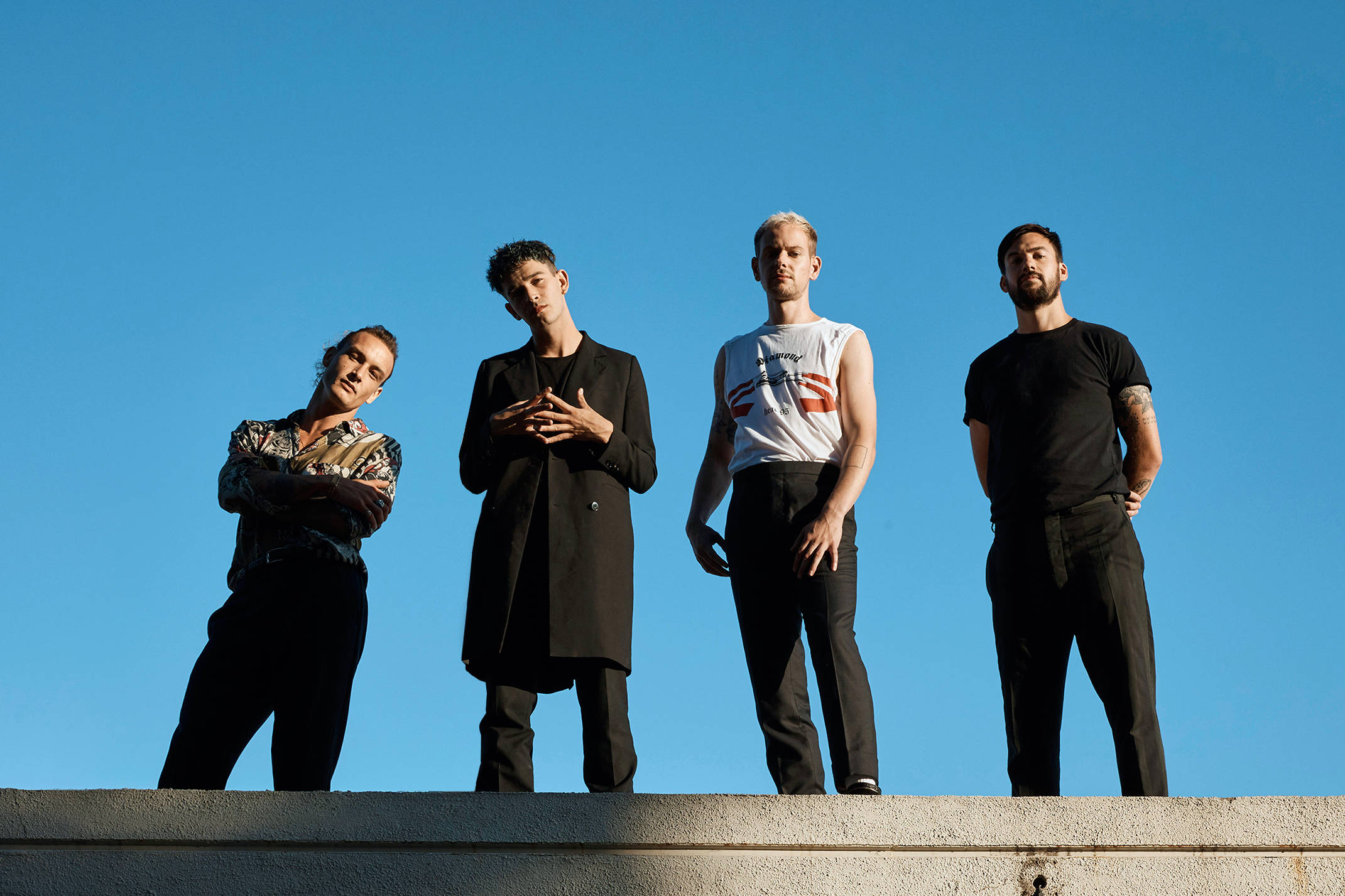 The 1975, concrete ledge, clear blue sky, Full HD Desktop Wallpaper