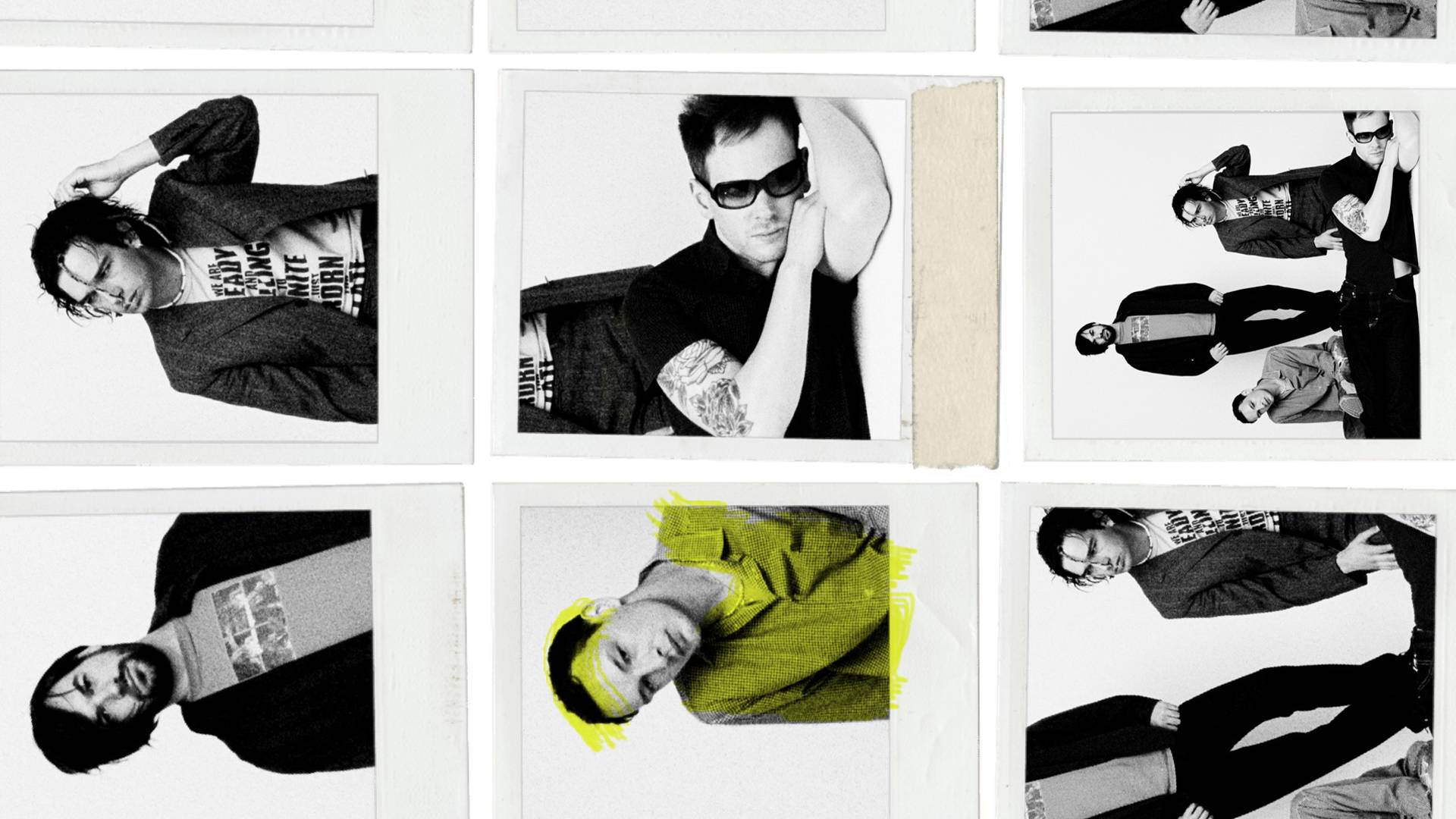 The 1975, polaroid-style photos, black and white, Full HD Desktop Wallpaper