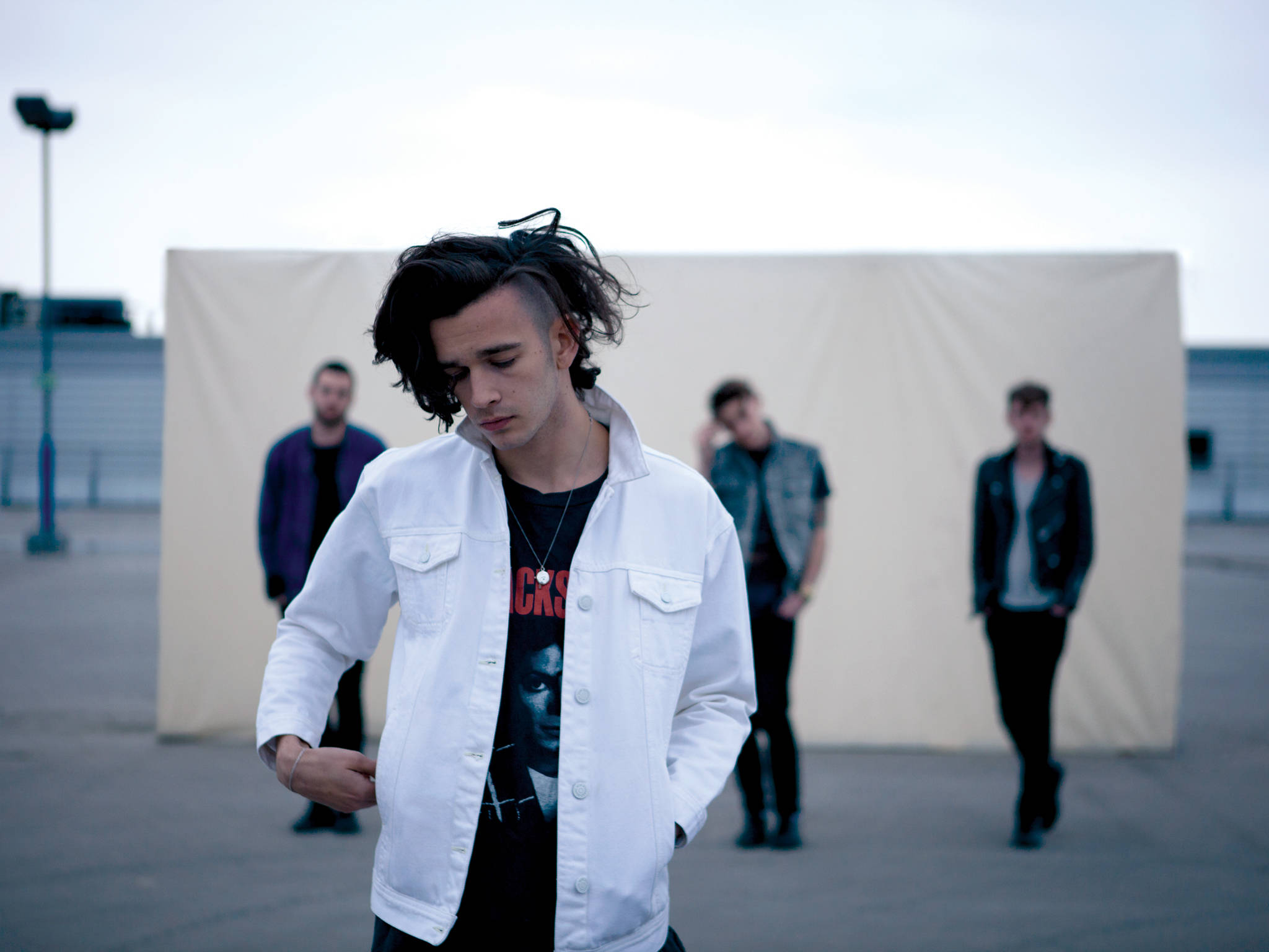 The 1975, dark hair, white jacket, Full HD Desktop Wallpaper