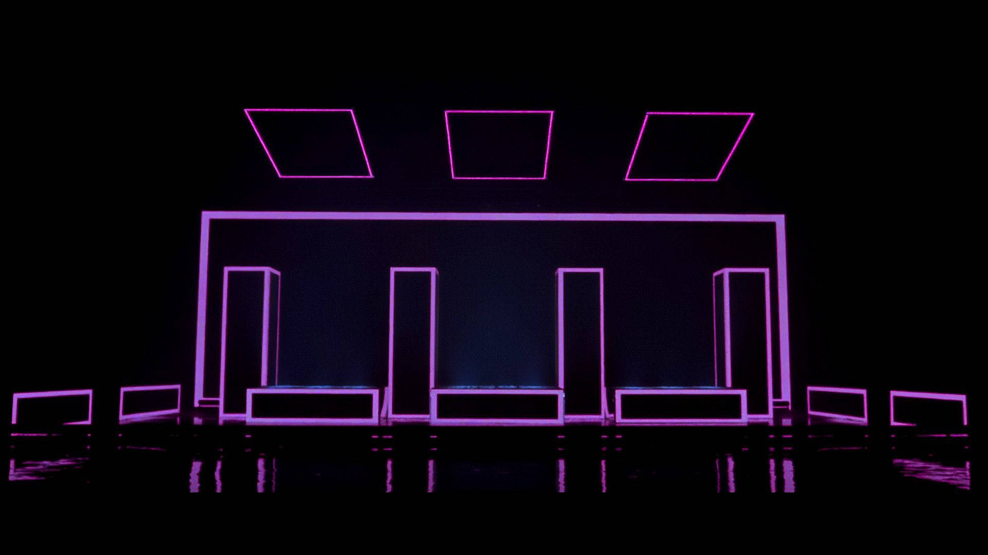 The 1975, neon geometric shapes, purple neon, Full HD Desktop Wallpaper