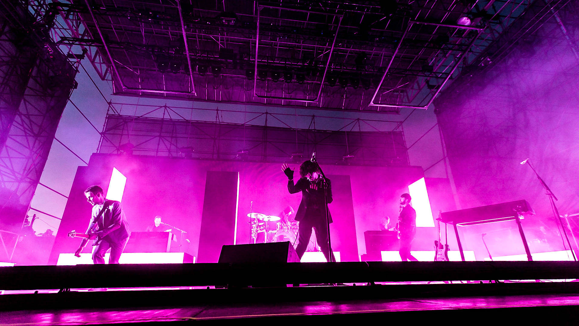 The 1975, purple light, smoke, Full HD Desktop Wallpaper