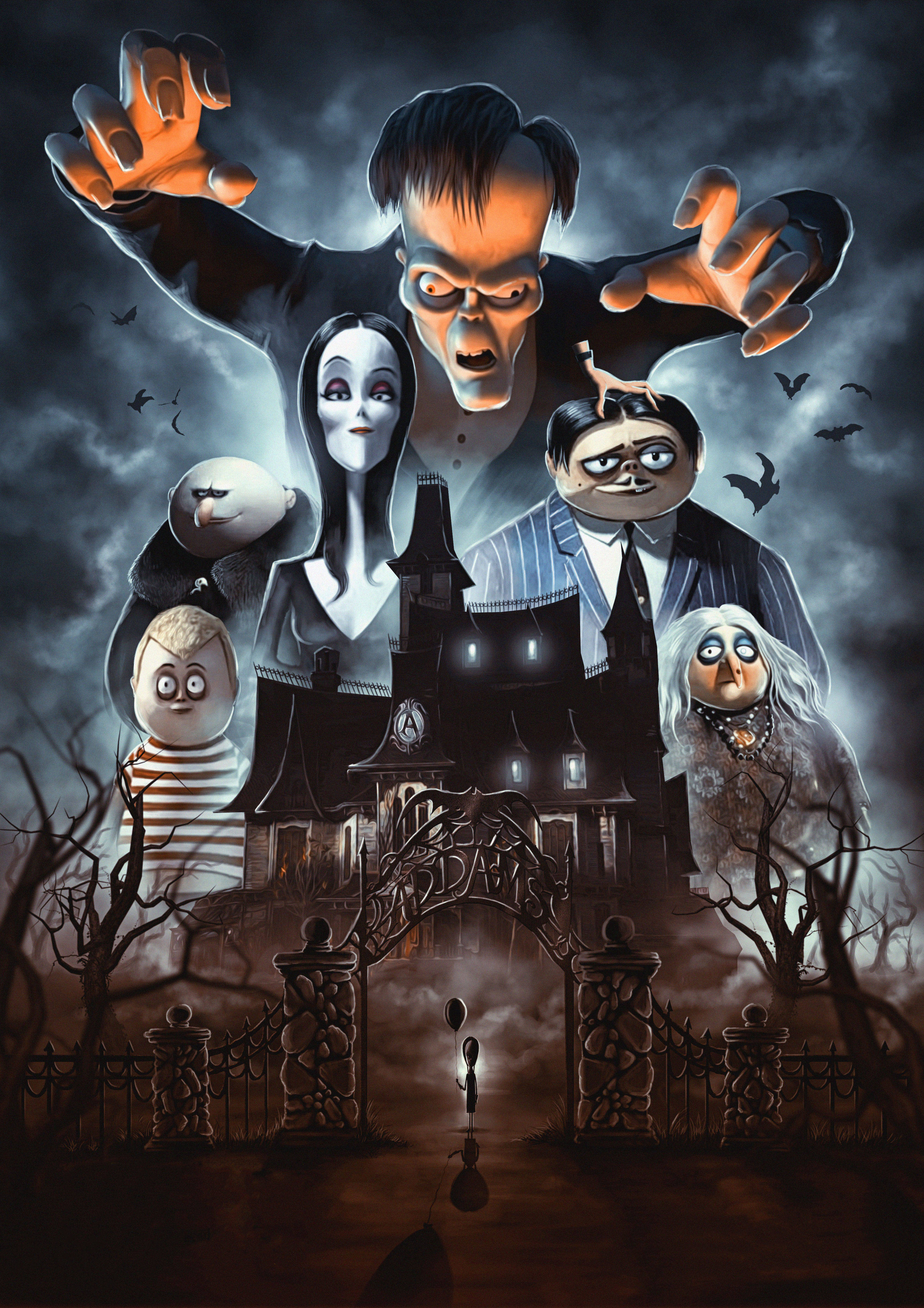 The Addams Family, haunted mansion, gothic mansion, 4K Phone Wallpaper