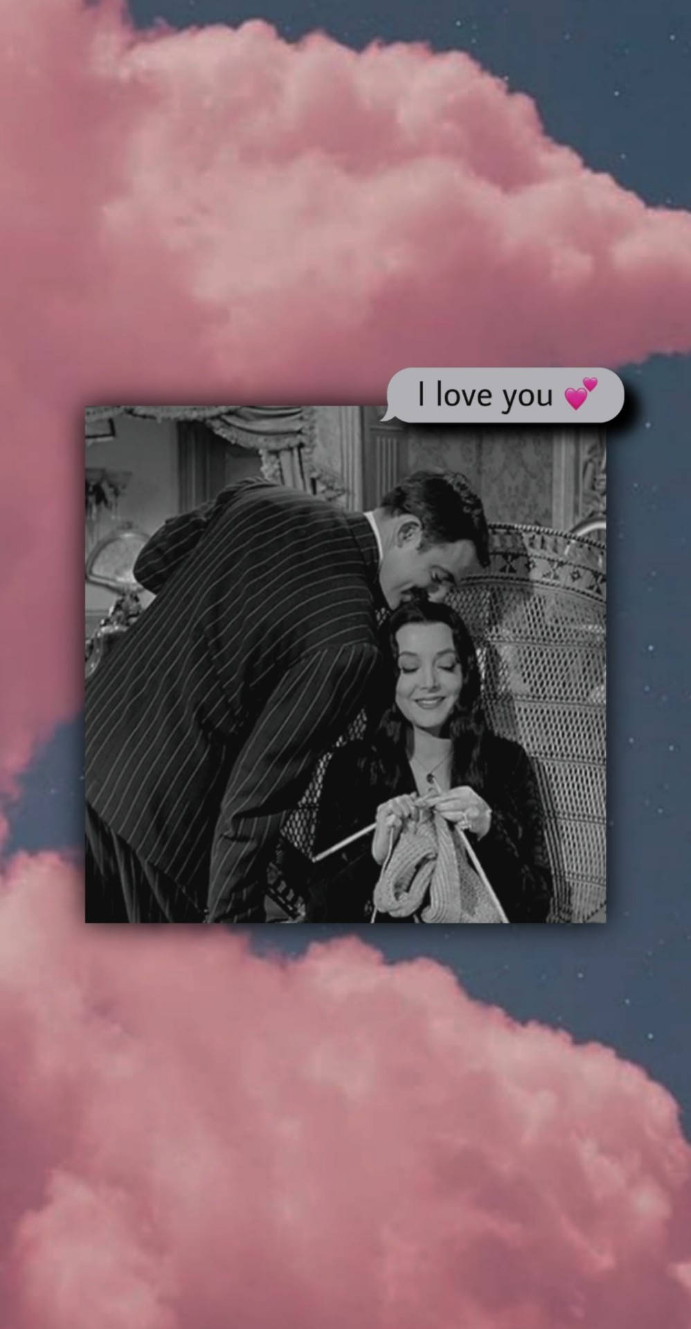The Addams Family, vintage black and white film still, man whispering 'I love you', Full HD Phone Wallpaper