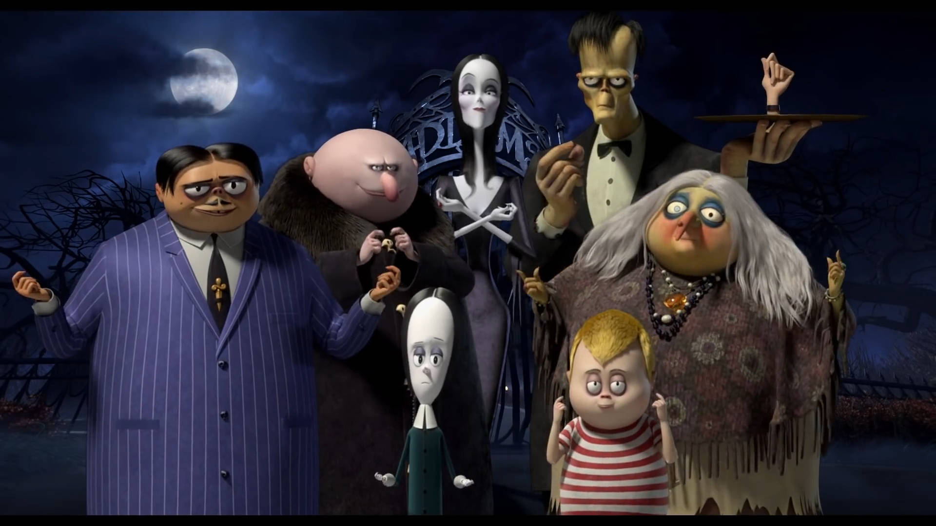The Addams Family, full moon, spooky nighttime setting, Full HD Desktop Wallpaper