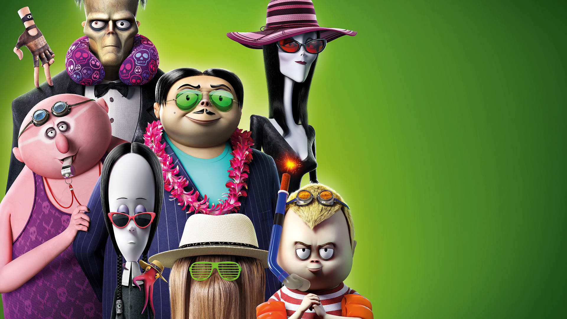 The Addams Family 2, zombie characters, colorful sunglasses, Full HD Desktop Wallpaper