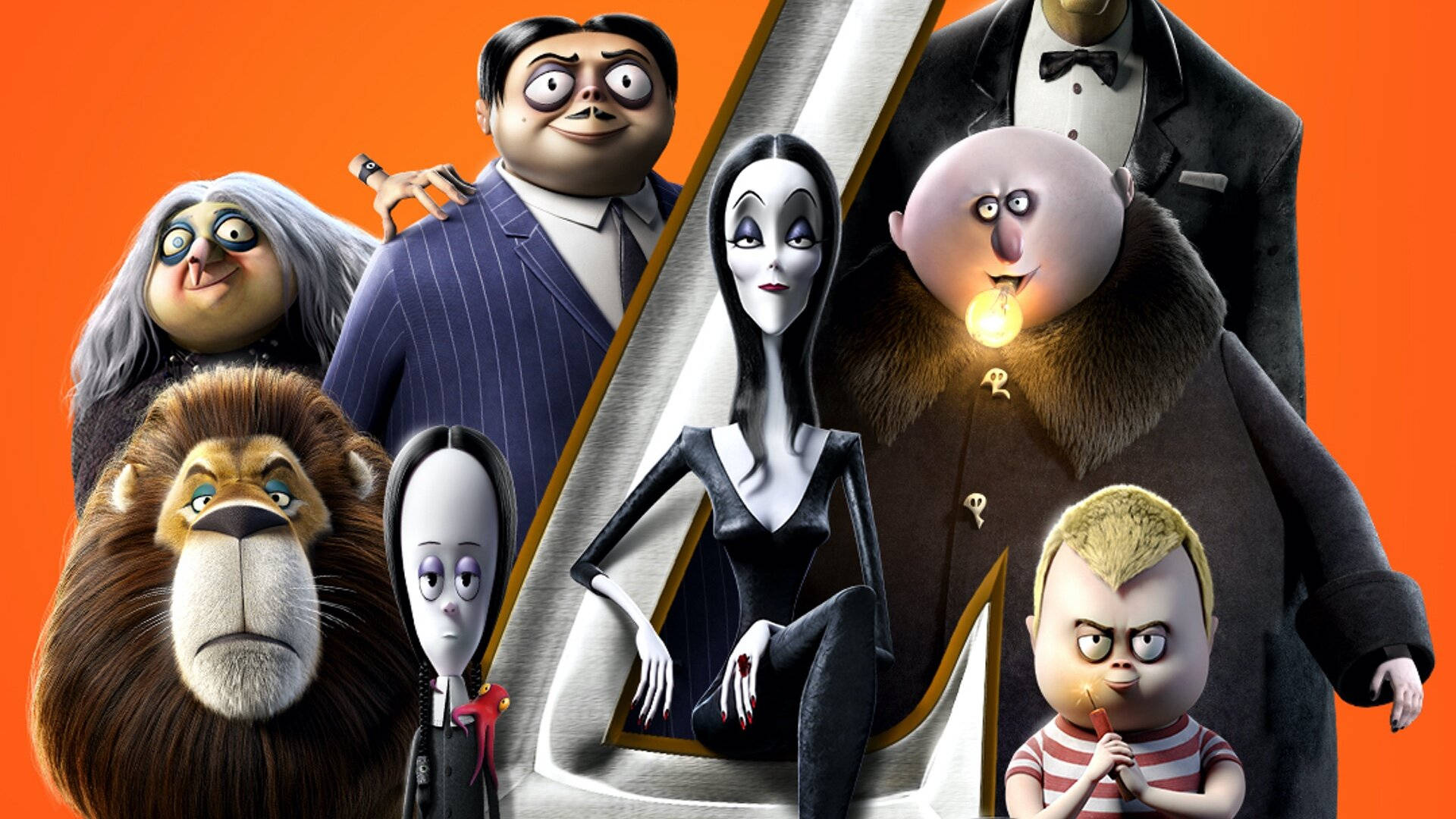 The Addams Family 2, vampire woman, bald man with a lit cigarette, Full HD Desktop Wallpaper