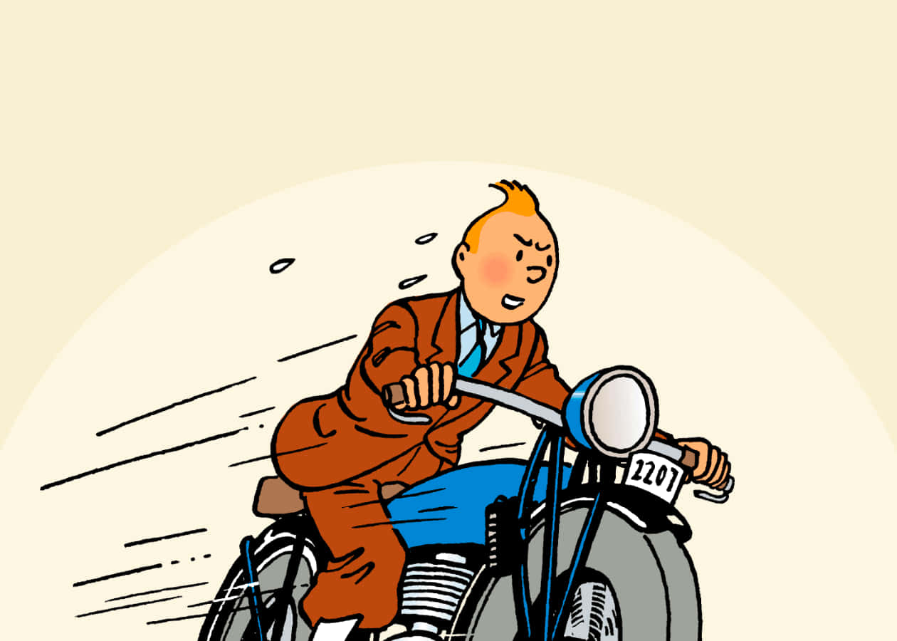 The Adventures Of Tintin, Tintin, blue motorcycle, SD Desktop Wallpaper