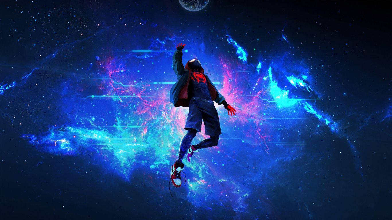 The Amazing Spider-Man, cosmic nebula, glowing blue and pink clouds, HD Desktop Wallpaper