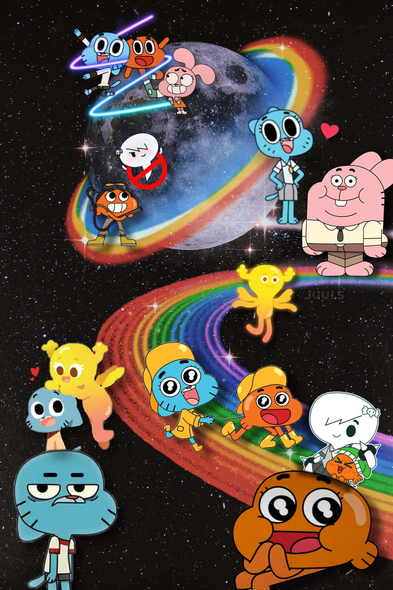 The Amazing World of Gumball, Gumball, rainbow trail, Full HD Phone Wallpaper