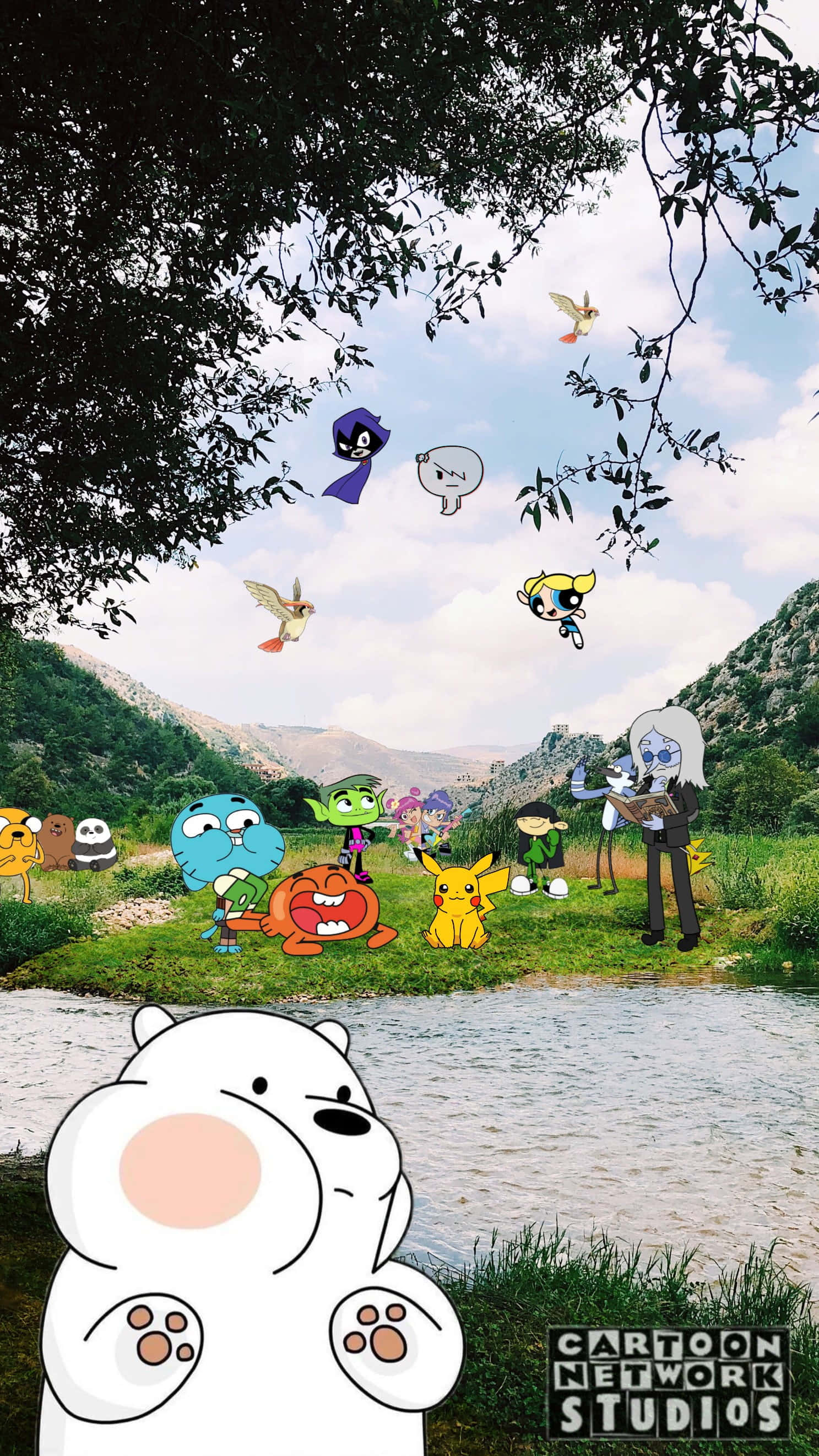 The Amazing World of Gumball, colorful characters, river, 2K Phone Wallpaper