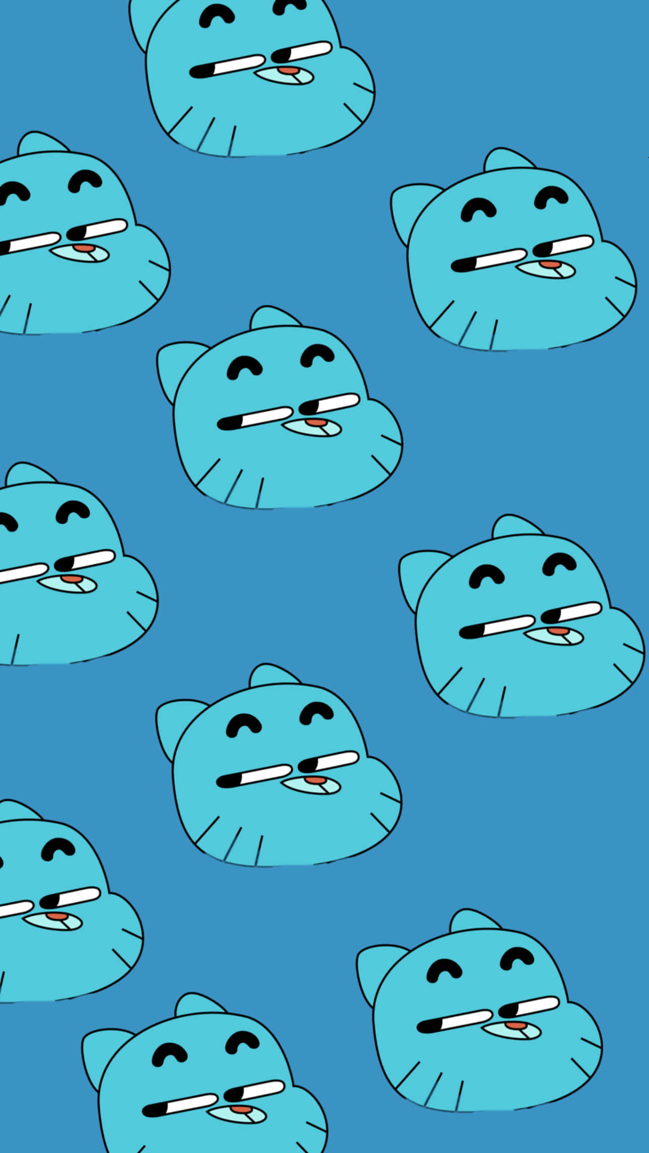 The Amazing World of Gumball, blue cartoon cat faces, toothbrushes, Full HD Phone Wallpaper