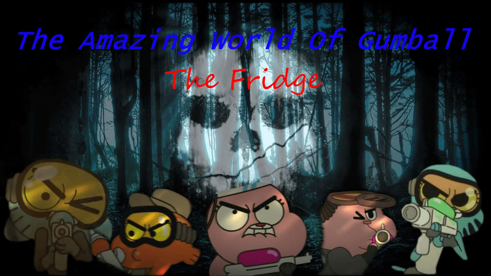 The Amazing World of Gumball, cartoon characters, dark forest, Full HD Desktop Wallpaper