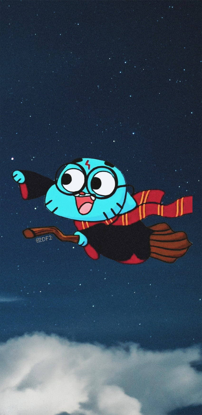 Gumball, blue cartoon character, glasses, HD Phone Wallpaper