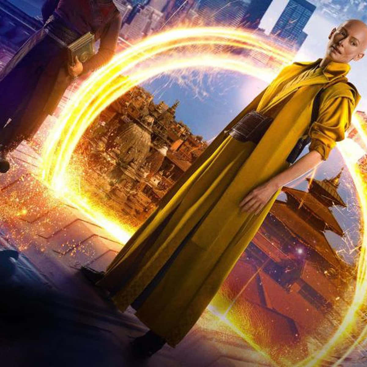 The Ancient One, yellow robe, glowing golden portal, SD Desktop Wallpaper