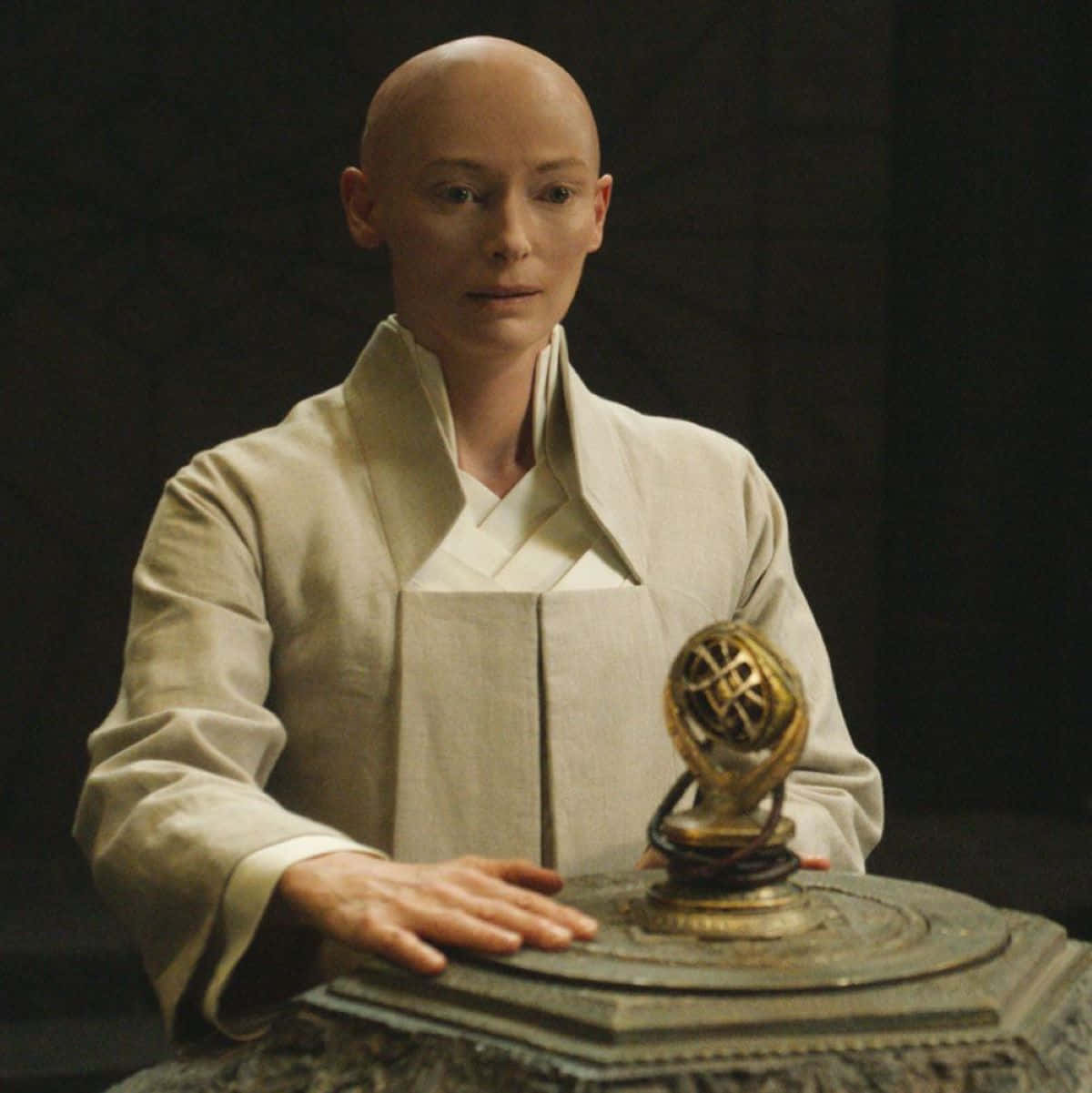 The Ancient One, cream robe, ornate pedestal, SD Phone Wallpaper