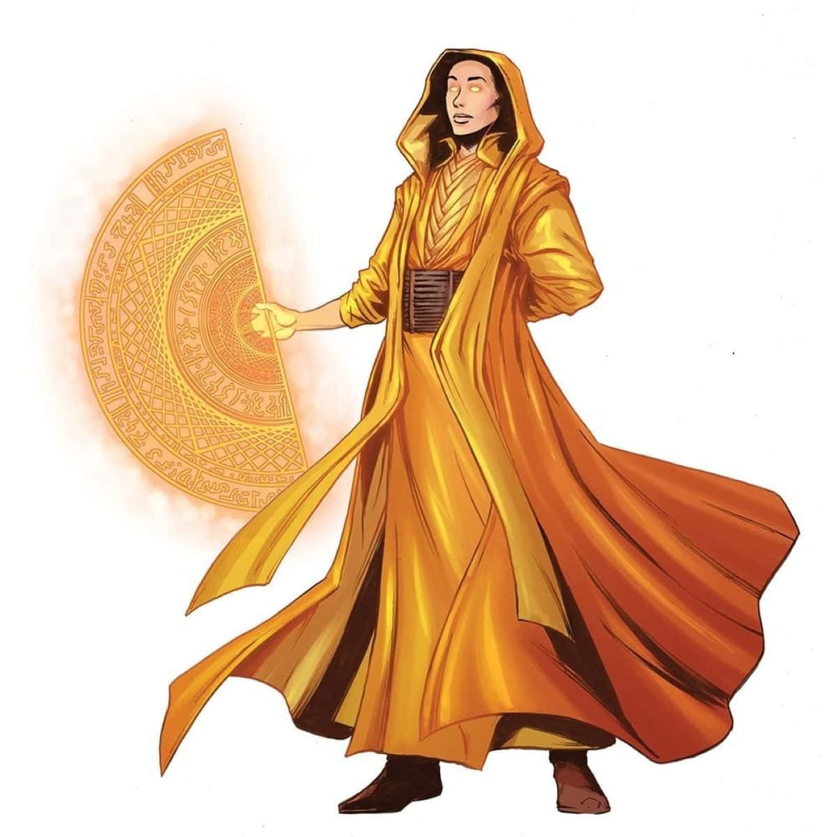 Ancient One, golden robe, glowing circular artifact, SD Phone Wallpaper