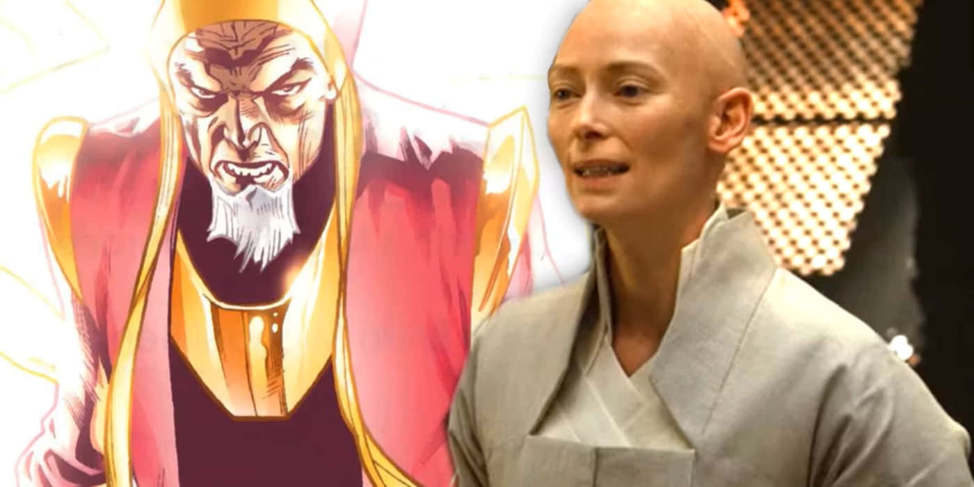 Ancient One, comic book poster, red and gold armored character, HD Desktop Wallpaper