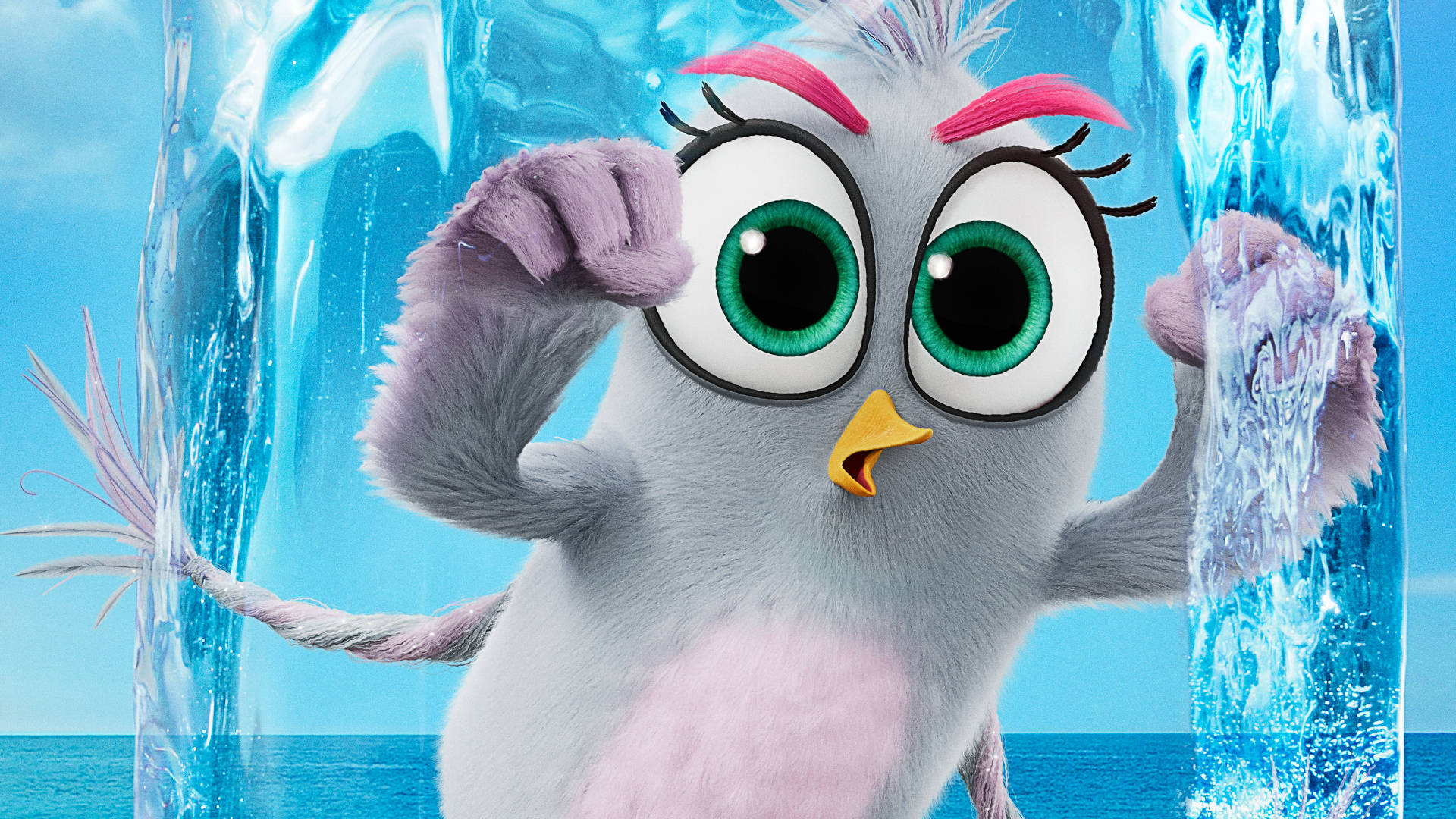 Silver, The Angry Birds Movie 2, fluffy grey cartoon bird, Full HD Desktop Wallpaper