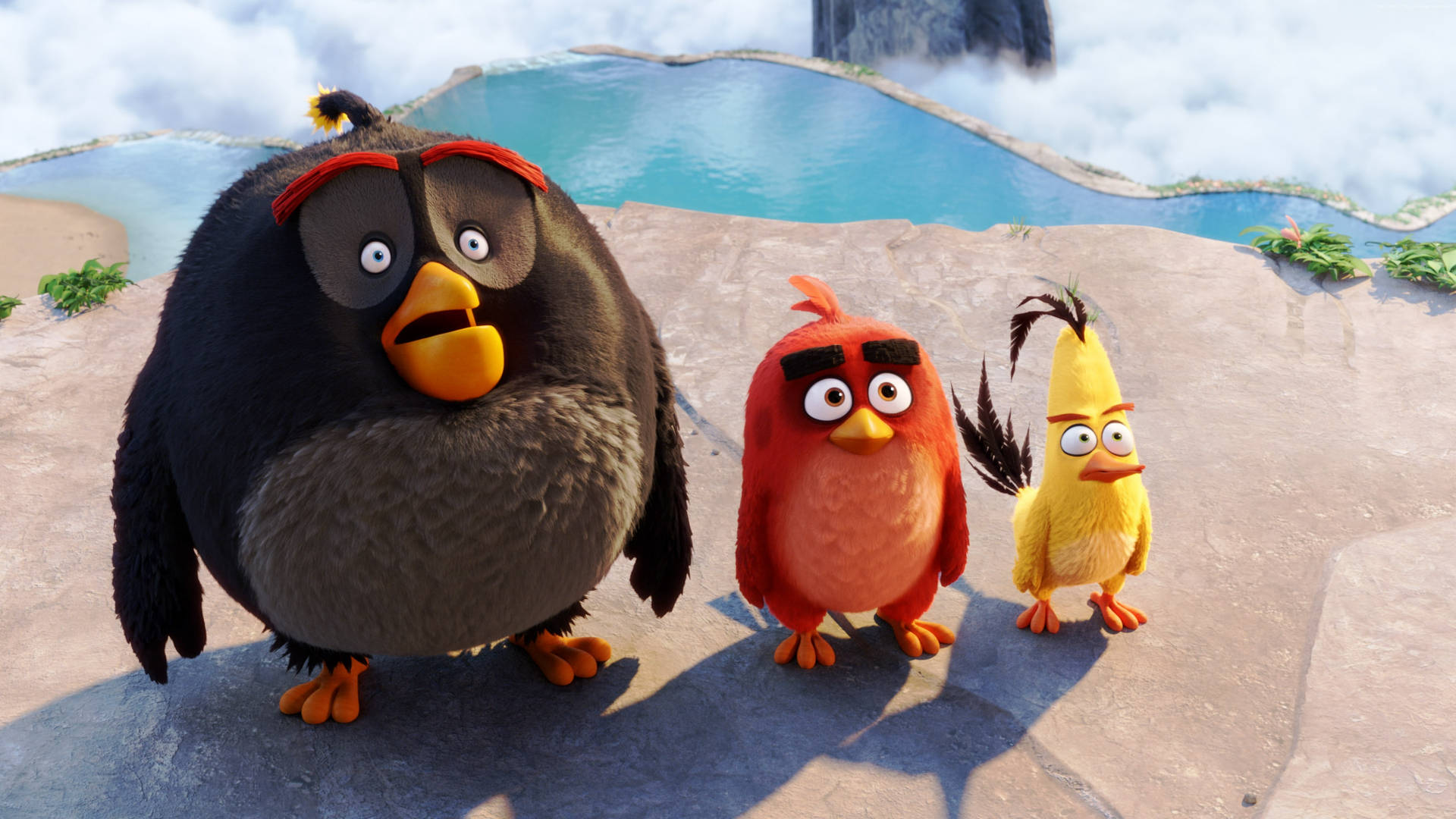 The Angry Birds Movie 2, cloud sea, turquoise pool, Full HD Desktop Wallpaper