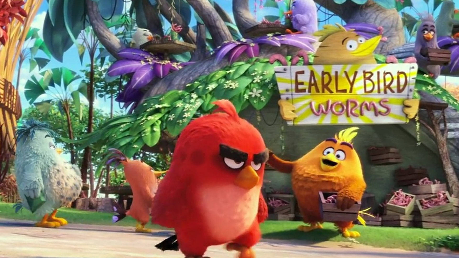 Red, Angry Birds Movie, early bird worms, Full HD Desktop Wallpaper