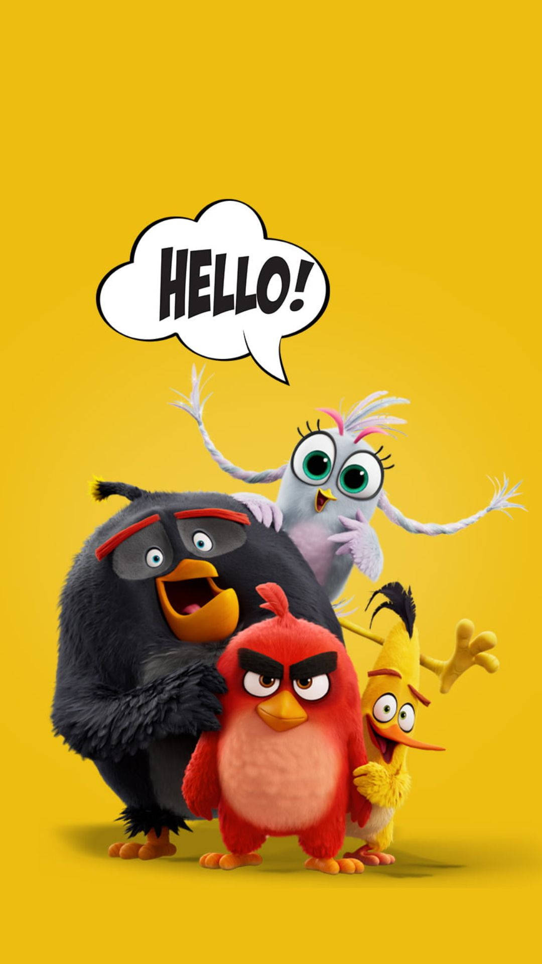 The Angry Birds Movie, Angry Birds, yellow background, Full HD Phone Wallpaper