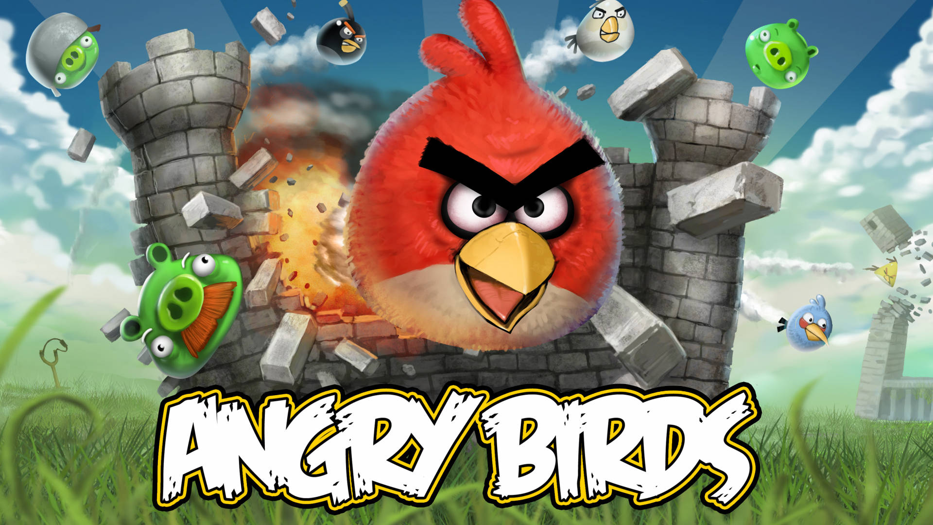 The Angry Birds Movie, Red, stone castle, Full HD Desktop Wallpaper