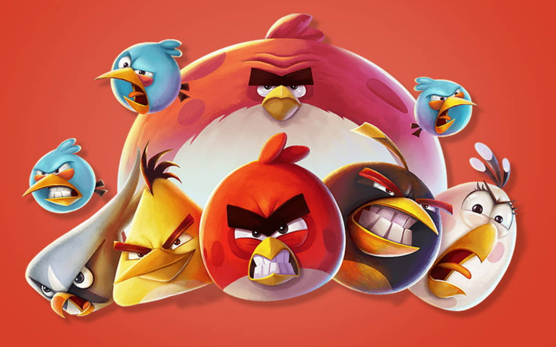 The Angry Birds Movie 2, Angry Birds, red background, Full HD Desktop Wallpaper