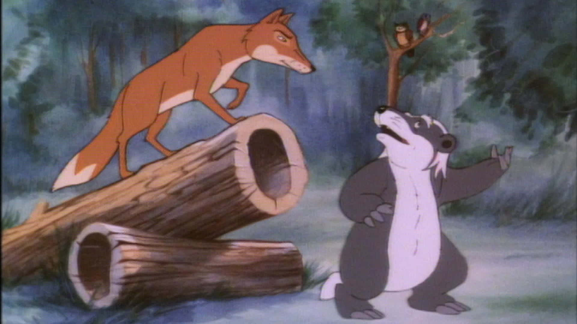 fox, log, badger, Full HD Desktop Wallpaper