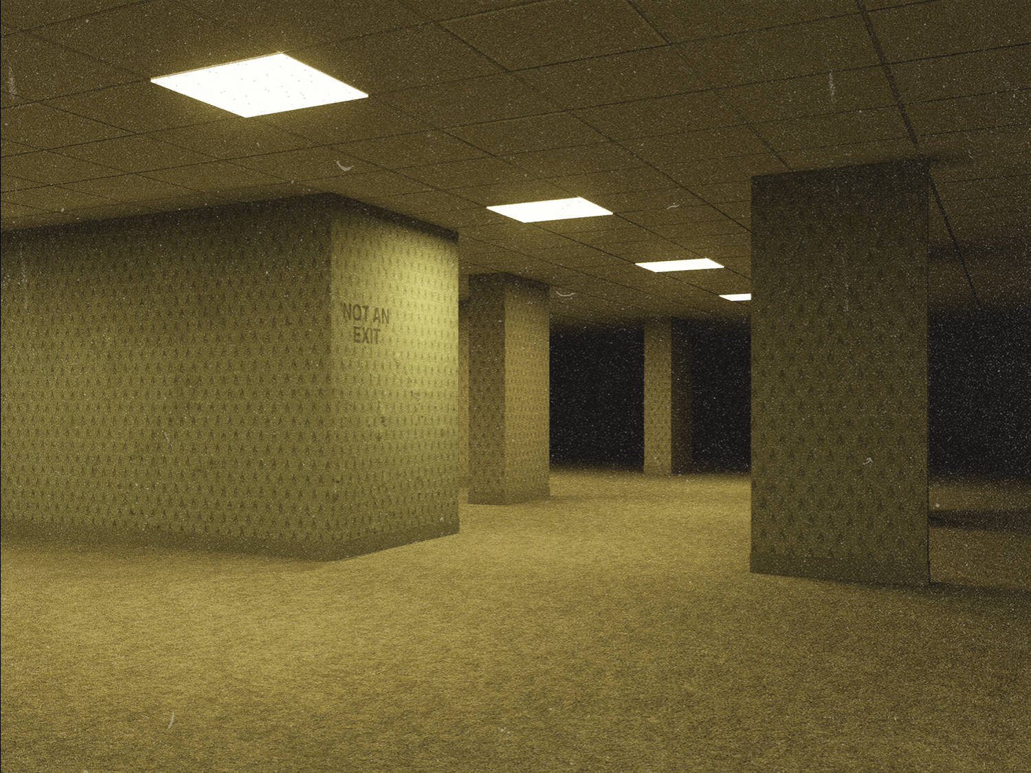 The Backrooms, fluorescent lights, textured walls, HD Desktop Wallpaper