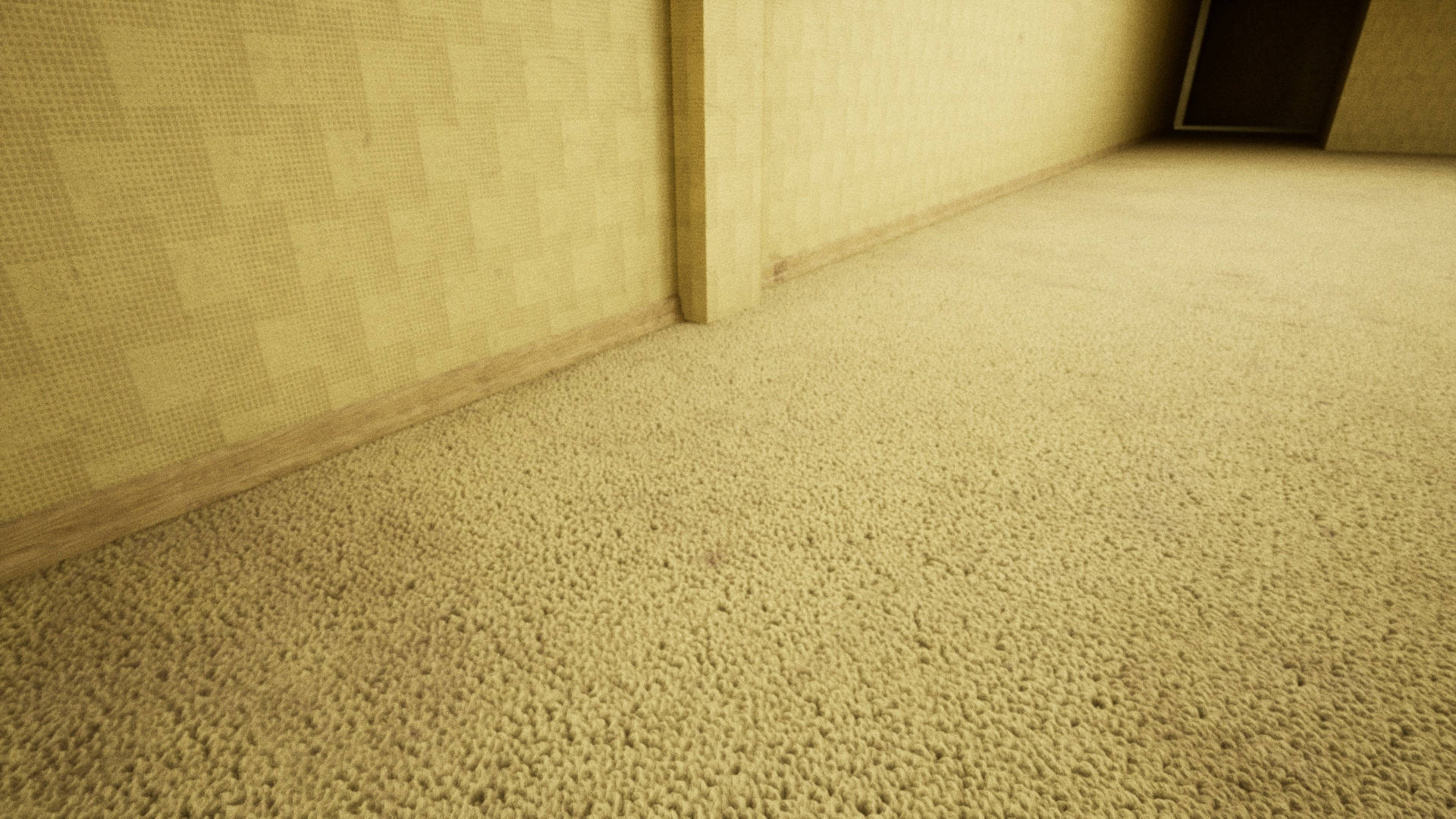 The Backrooms, beige textured carpet, patterned wallpaper, Full HD Desktop Wallpaper