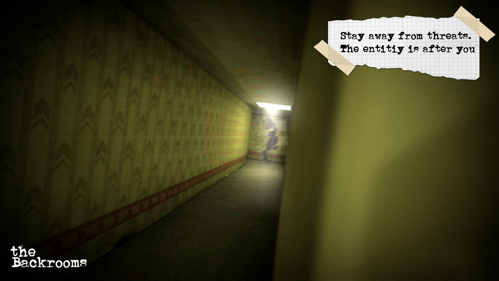 The Backrooms, endless hallway, patterned wallpaper, Full HD Desktop Wallpaper