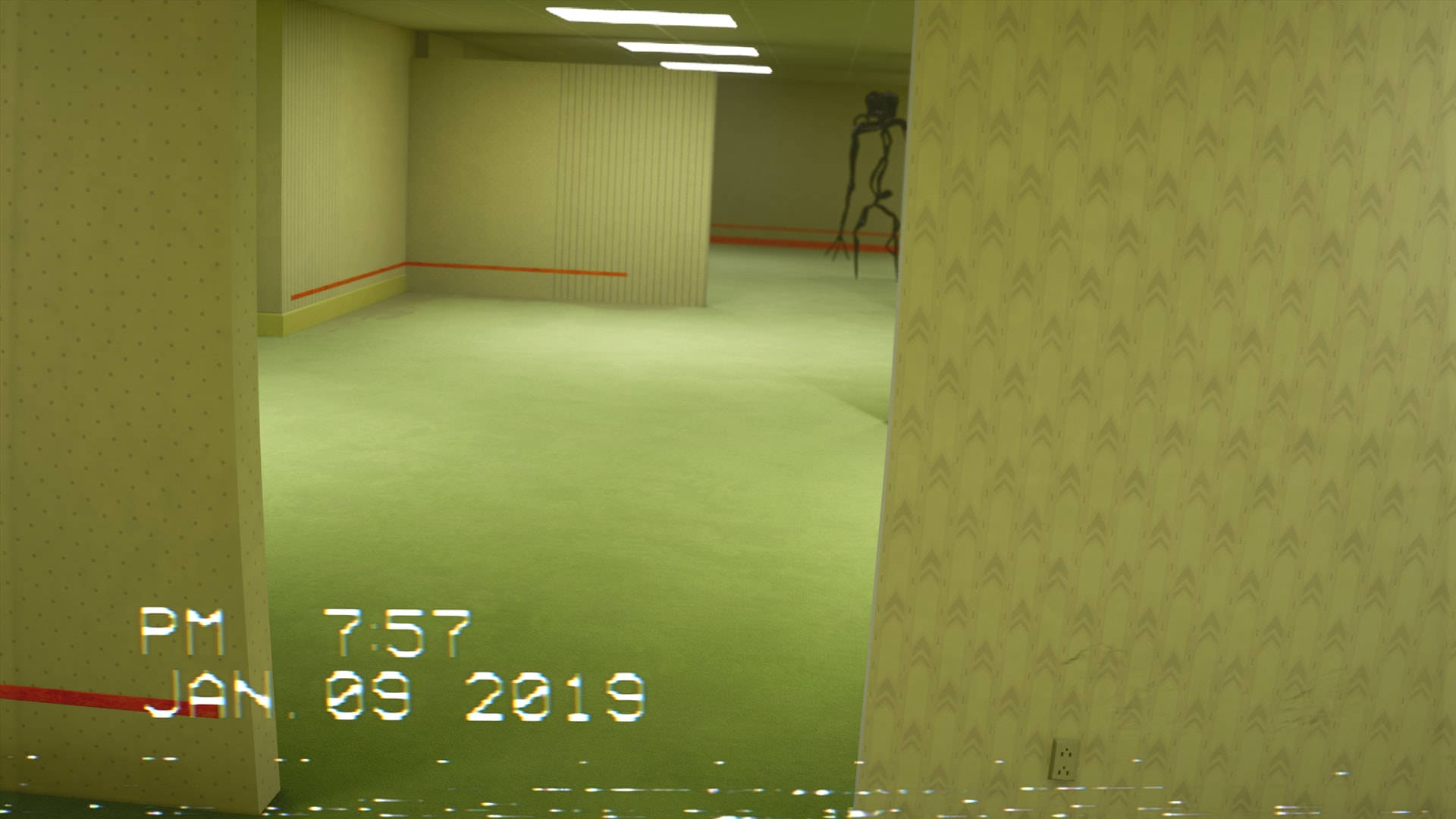 The Backrooms, green carpet, dimly lit, Full HD Desktop Wallpaper