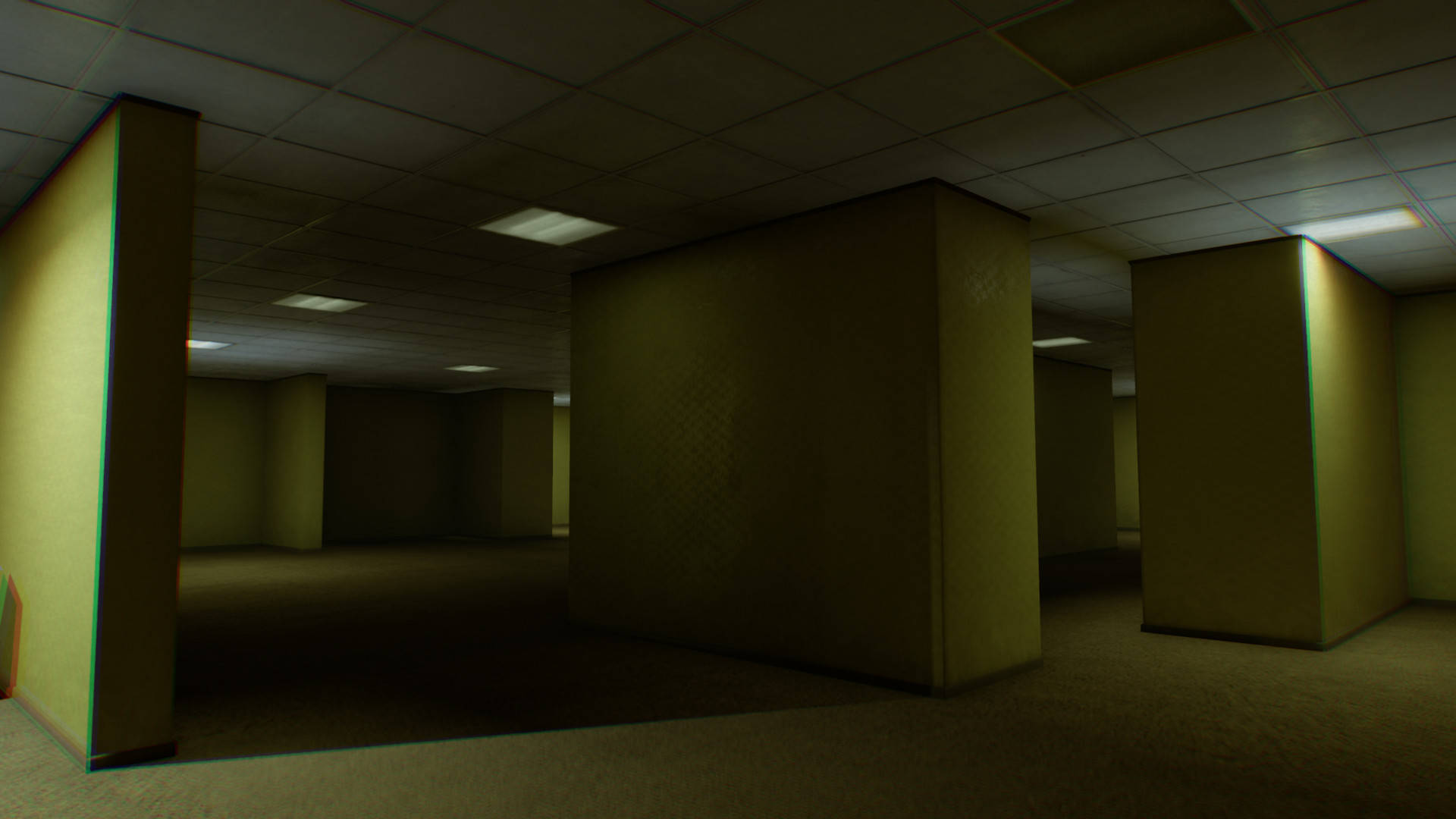 The Backrooms, yellow walls, carpeted floors, Full HD Desktop Wallpaper