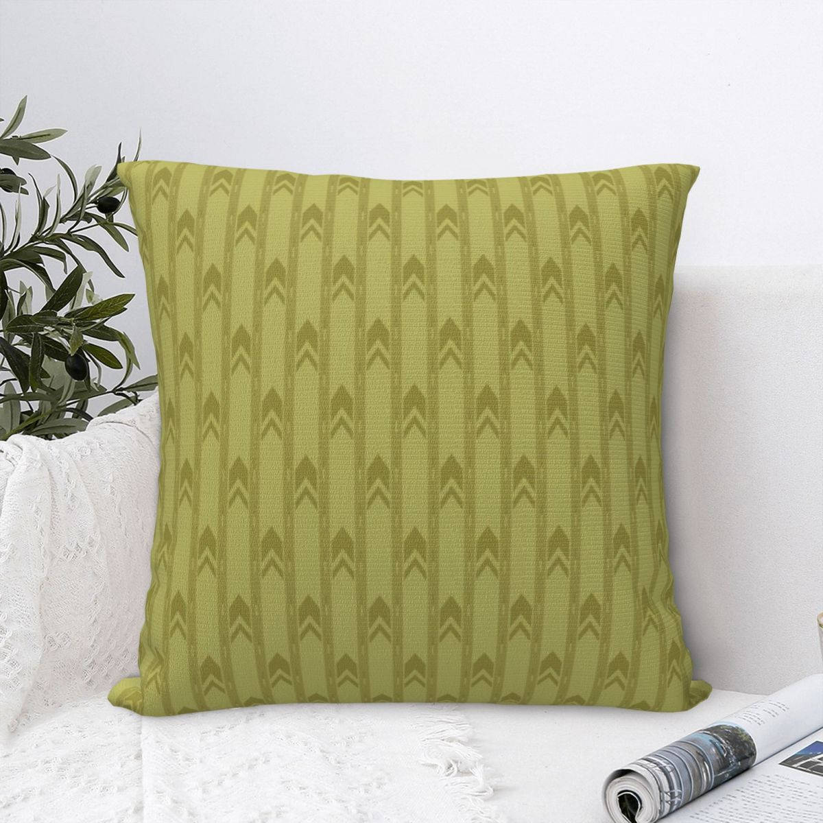 lime green, arrow pattern, white textured couch, SD Desktop Wallpaper