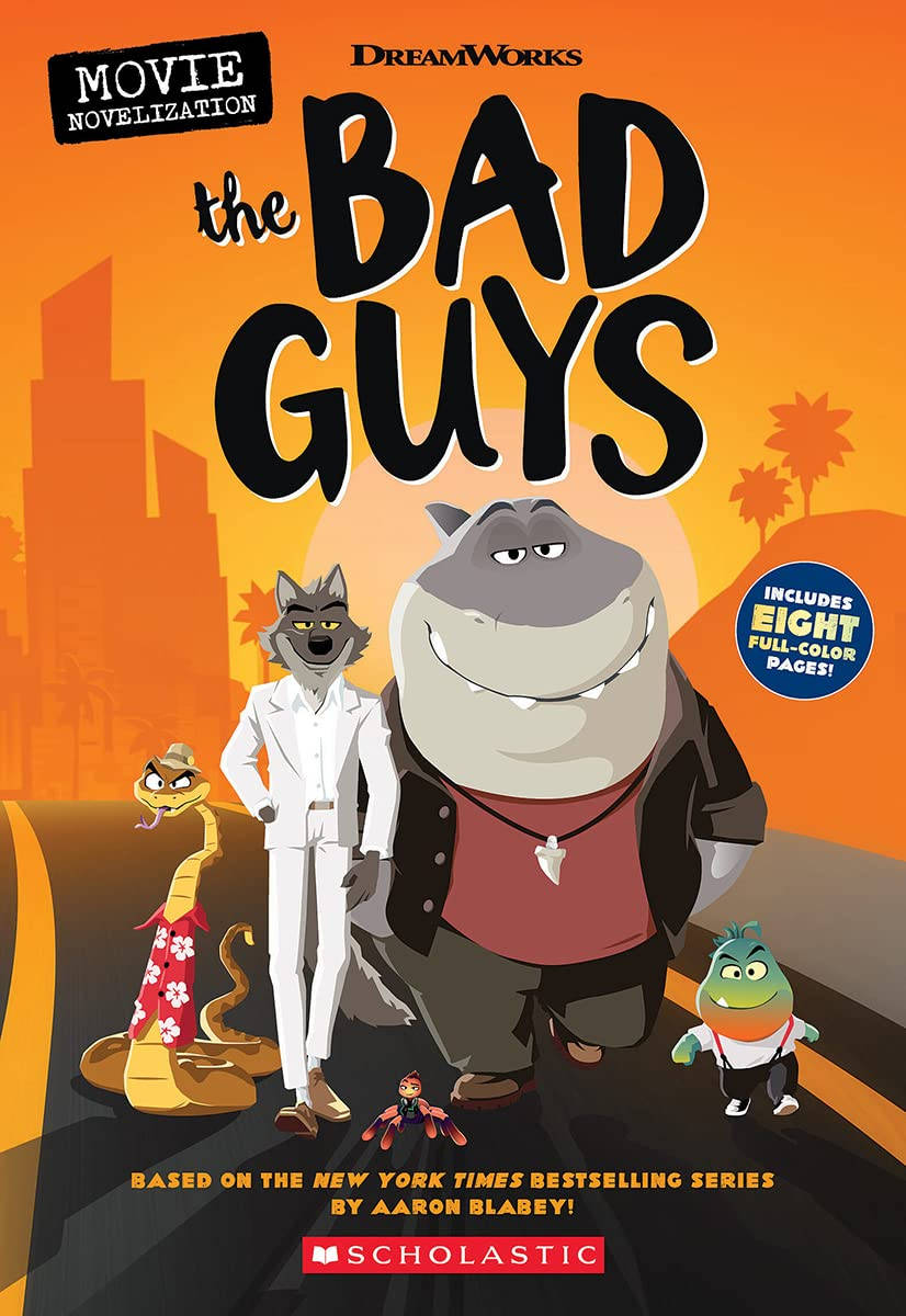 The Bad Guys, cartoon characters, orange cityscape, SD Phone Wallpaper