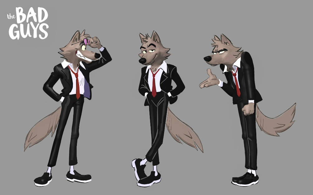 The Bad Guys, gray Mr. Wolf, black suits, SD Desktop Wallpaper