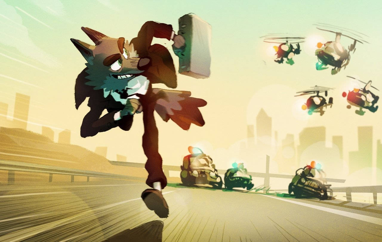 The Bad Guys, cartoon fox, suit, HD Desktop Wallpaper
