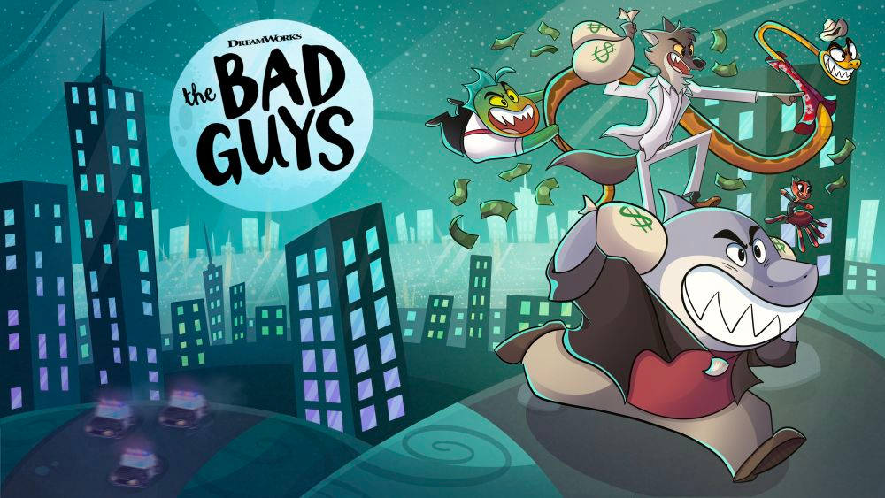 The Bad Guys, neon-lit cityscape, night, SD Desktop Wallpaper